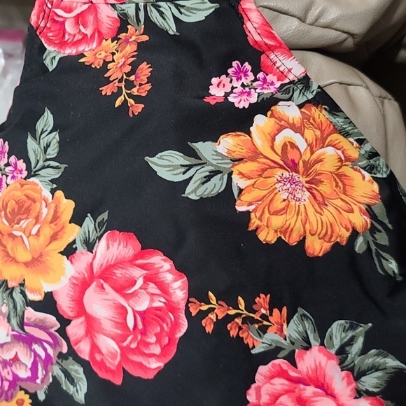 Terra & Sky Womens Swimsuit One Piece Black Floral Adjustable Straps 2X(20-22W) - Picture 11 of 14